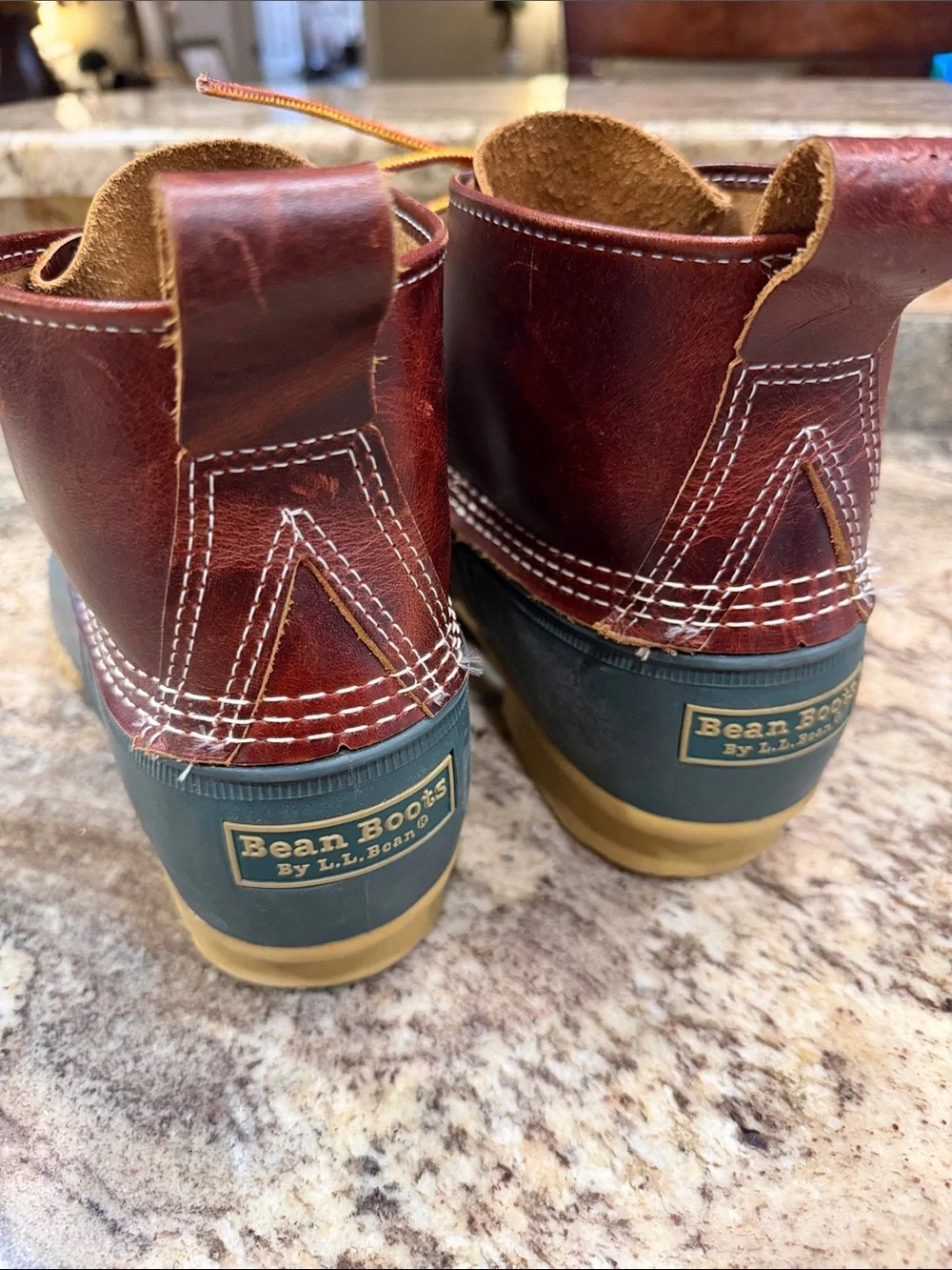 L.L. Bean Men's Brown Leather & Green Rubber Rain/Snow Boots
